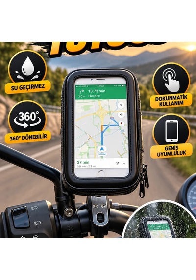Su Geçirmez Gidon Telefon Tutucu 360 Döner Motosiklet Ve Bisiklet Standı