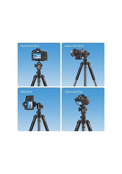 Q518 Aynasız Ve Dslr İçin Alüminyum Top Kafa Ball Head 164cm 12kg Kapasiteli Profesyonel Çok Fonksiyonlu Tripod