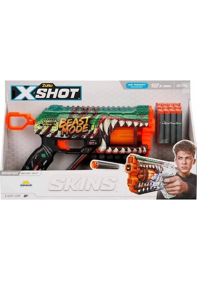 36561 X-shot Skins Griefer 12 Mermili Sünger Dart Atan Silah 32 Cm