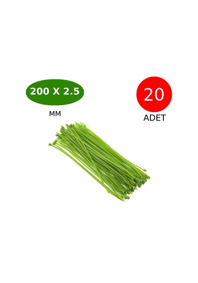 Tek-iş Plastik Kablo Bağı Cırt Kelepçe 200 Mm X 2.5 Mm Yeşil 20 Adet