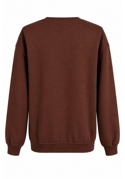 Trender O Yaka 3 İp Koyu Kahve Kadın Sweatshirt 27kdt1000011 Koyu Kahverengi