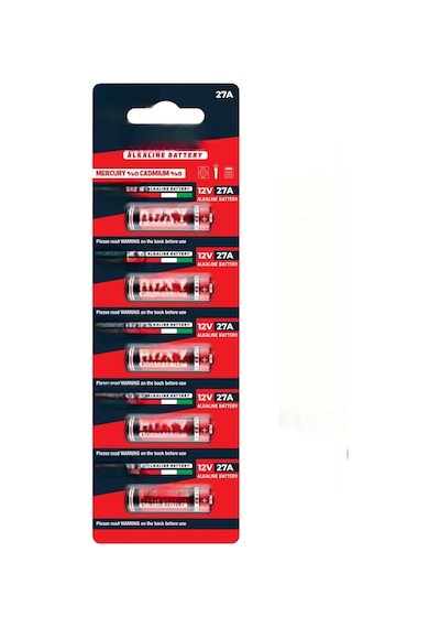 5 Adet 27a 12v Spesifik Pil C5 27a 12 Volt Alkalin Kısa İnce Kalem Alarm Kumandası Pili 5