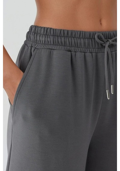 Hiccup Modal Touch Basic Sweatshirt & Geniş Paça Pantolon İkili Takım Koyu Gri