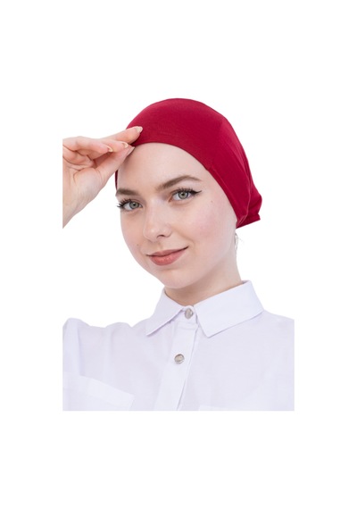 Modish Group Pratik Bone Pamuklu Tesettür İç Bone, Başörtüsü İçin Hazır Viskon Şapka, Namaz Günlük Kullanım İçin Kırmızı