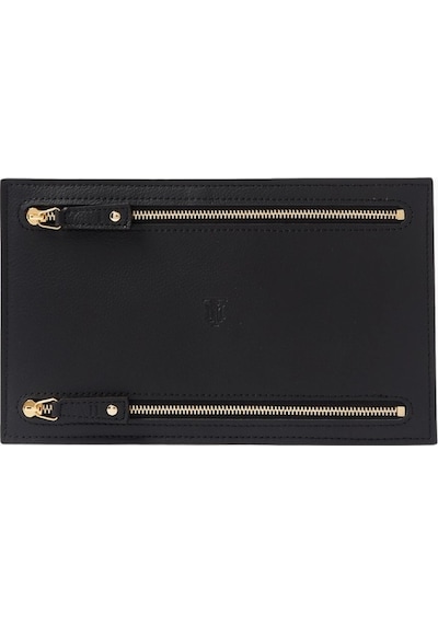 Montroi Grained Leather Currency Wallet Çift Taraflı Deri Unisex Cüzdan Siyah