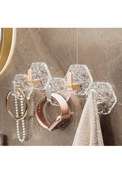 Lüks 5 Li Duvar Askısı Banyo Mutfak İçin Havlu Askılık 5468 Çok Renkli