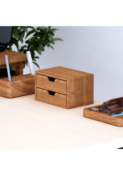 Desna İki Katlı İki Çekmeceli Dolap - Kiraz 18 Cm X 12.1 Cm X 10.8 Cm Woodsaka Doğal Ahşap