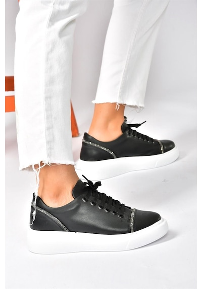 Fox Shoes Siyah Taş Detaylı Günlük Spor Ayakkabı Sneakers P274049309 Siyah