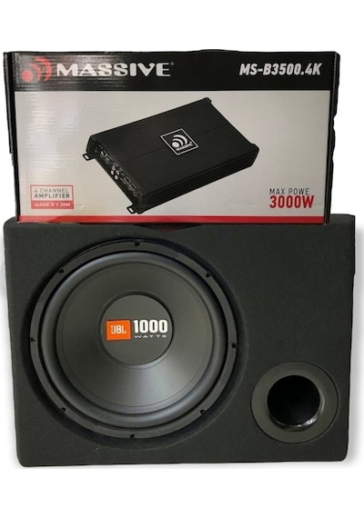 Jbl Kabinli Bass 30 CM 1000W + Massive 4 Kanallı Anfi 3000 Watt