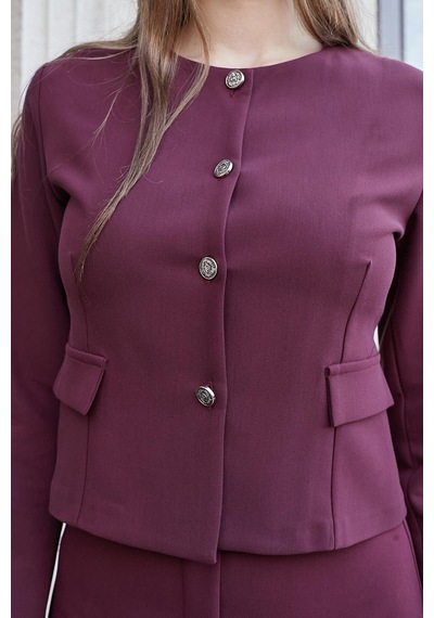 Kadın Hafif Esnek Kumaş Geniş Sıfır Yaka Cep Kapaklı Uzun Kol Dar Kesim Hafif Kısa Blazer Ceket-bordo Bordo Kadın Hafif Esnek Kumaş Geniş Sıfır Yaka Cep Kapaklı Uzun Kol Dar Kesim Hafif Kısa Blazer Ceket-bordo Bordo