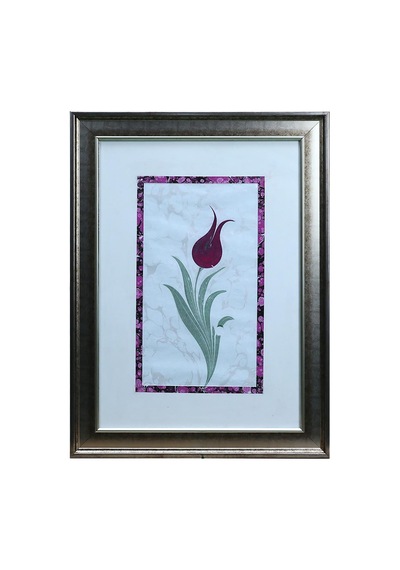 E38 El İşçiliği Ebru Zeminli Lale Ebru Tablo - 39 52 Cm - 6553