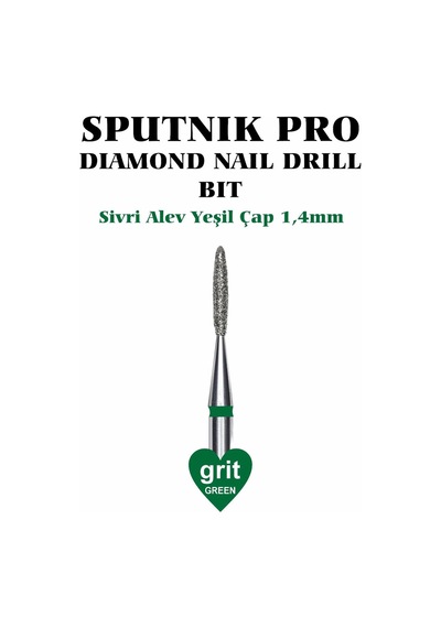 Elmas Sivri Alev Freze Yeşil Çap 1,4mm