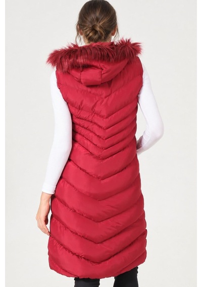 Z9725 Dewberry Bayan Yelek-düz Bordo