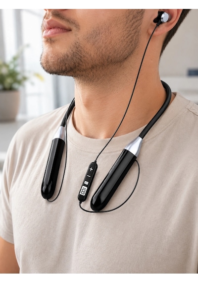 Kablosuz Bluetooth Boyun Kulaklığı Mikrofonlu Müzik Dinleme Çağrı Cevaplama Ses Kontrollü Kulak İçi Kulaklık