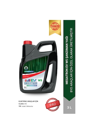 Doill Megatron Ev W5 Byd Elektrikli Araçlar İçin Tam Sentetik Pao Şanzıman Yağı 3 L