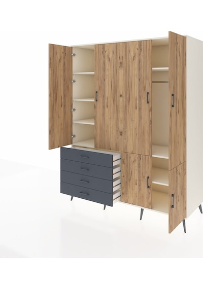 Kronos Gardrop 7 Raflı 4 Çekmeceli Tek Askılı 176x59x221 Aytaşı-çam/antrasit Çam/antrasit Kronos Gardrop 7 Raflı 4 Çekmeceli Tek Askılı 176x59x221 Aytaşı-çam/antrasit Çam/antrasit