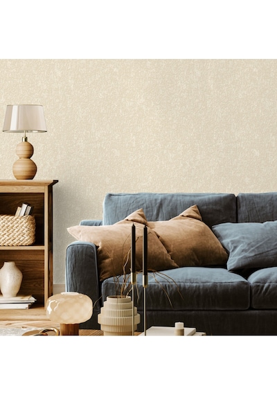 Adawall Klasik Düz Desen Duvar Kağıdı Rococo 1408-2/15, Bej, 1.06x15.6m - 16.5m²