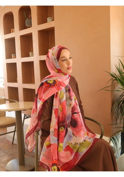Moda Kaşmir Livora Desen Pamuk Şal Bordo