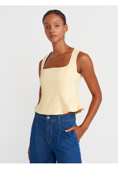 Dilvin 50860 Peplum Korse Top-açık Sarı Açık Sarı