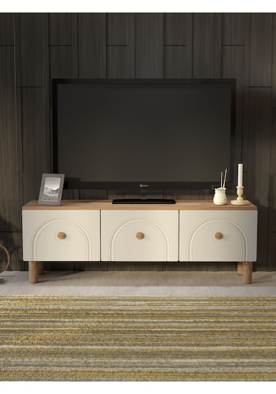 Bohem Tarz 135cm 3 Kapaklı Mdf Kapak Tv Ünitesi Ceviz