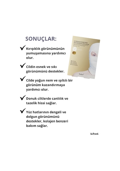 Sudee Luxegold Enriched Nourishing Gel Mask 1 Adet Kolajen Ve Altın İçeren Jel Maske