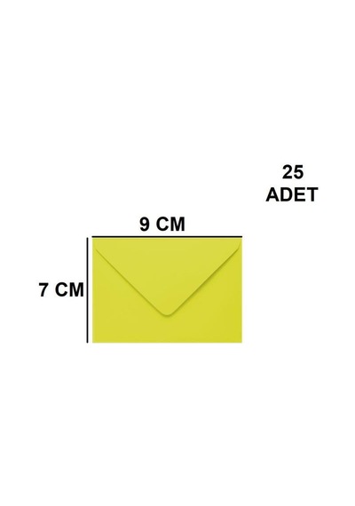 25 Adet Sarı Renkli Küçük Zarf 7x9