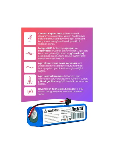 Viomi Alpha 2 Pro Uyumlu Batarya Maksimum Kapasite 7000mah Pil