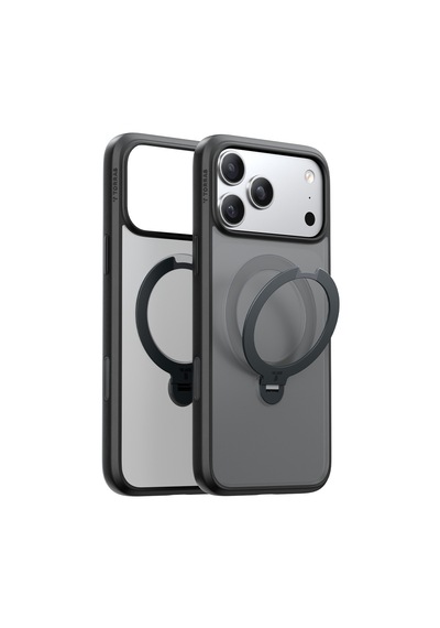 Torras Apple iPhone Uyumlu 17 Pro O Stand Spin Serisi Magsafe Kılıf Siyah