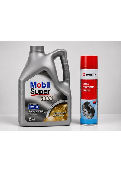 Mobil Süper 3000 X1 FE 5W-30 Motor Yağı 4 L + Würth Balata Spreyi 500 ML