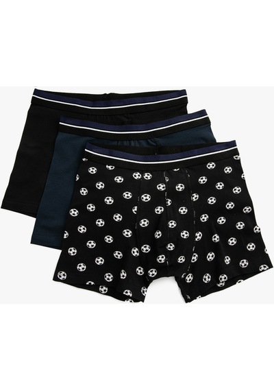 Koton 3'Lü Boxer Seti Futbol Temalı Baskılı Pamuklu Siyah Desenli 3Slm90023Mk 3Slm90023Mk25G Koton 3'Lü Boxer Seti Futbol Temalı Baskılı Pamuklu Siyah Desenli 3Slm90023Mk 3Slm90023Mk25G