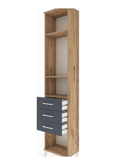 Arges Dolap 3 Raflı 3 Çekmeceli 44x30x221 Çam-antrasit Çam