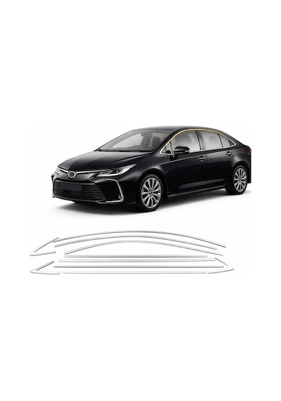Niken Toyota Corolla Cam Çerçevesi Kenar Çıtası Krom Tamtur 2019+ 12 Parça