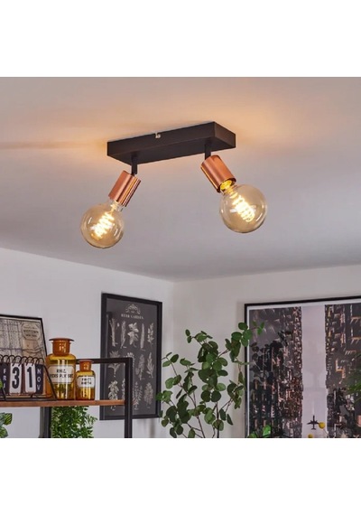 Riolıght Modern2 Siyah1 2xe27 Duylu Mafsallı Hareketli2 Başlık Glop Ampul Hariç Metal Spot Avize Siyah