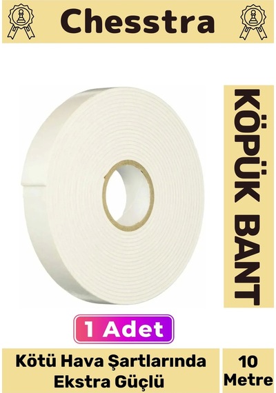 Uzun Ömürlü Süngerli Ultra Yapışkan İç Dış Mekan Çok Amaçlı Çift Taraflı 10 Metre Köpük Bant 1 Adet