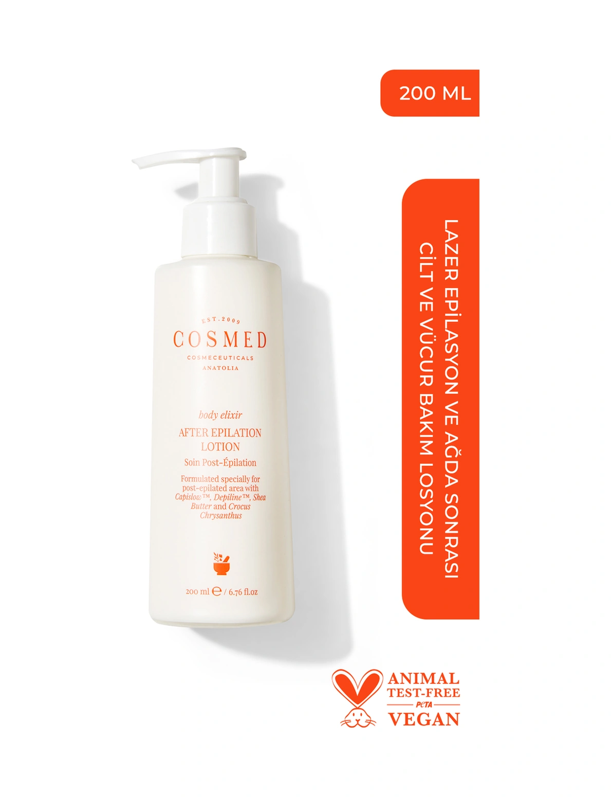 Cosmed Lazer Epilasyon ve Ağda Sonrası Cilt ve Vücut Bakım Losyonu - After Epilation Lotion - 200 ml