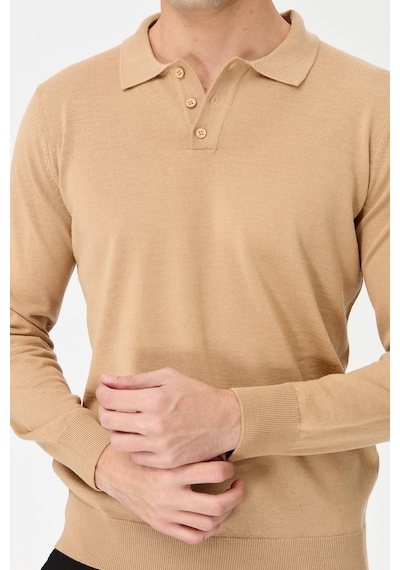 Desen Erkek Basic Polo Yaka İnce Triko Kazak S.kahve S.kahve