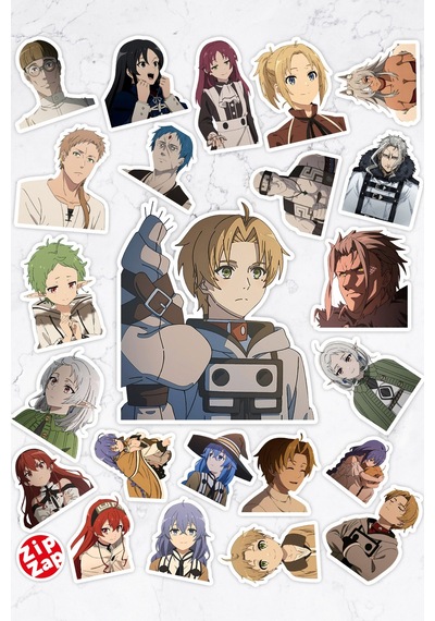 Mushoku Tensei Anime Telefon Laptop Bullet Journal Yapışkanlı Folyo Sticker Paketi 23 Adet Çok Renkli