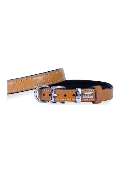 Doggie Deri Kemik Desenli Boyun Tasması M 2x35-40 CM Camel