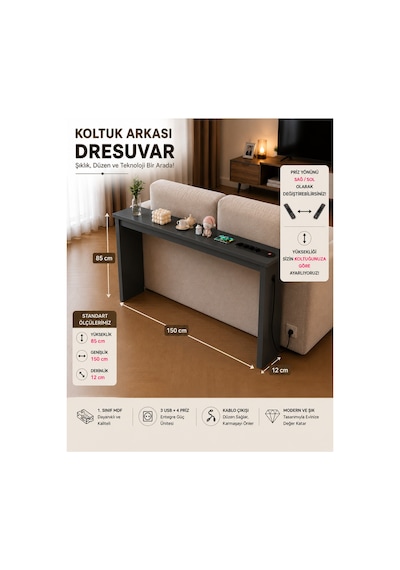 Café Royale Vintage & Usb-tech Konsol Raf - 3 Usb + 4 Priz Girişli Mdf Koltuk Arkası Raf Antrasit 150x85x12 Café Royale Vintage & Usb-tech Konsol Raf - 3 Usb + 4 Priz Girişli Mdf Koltuk Arkası Raf Antrasit 150x85x12