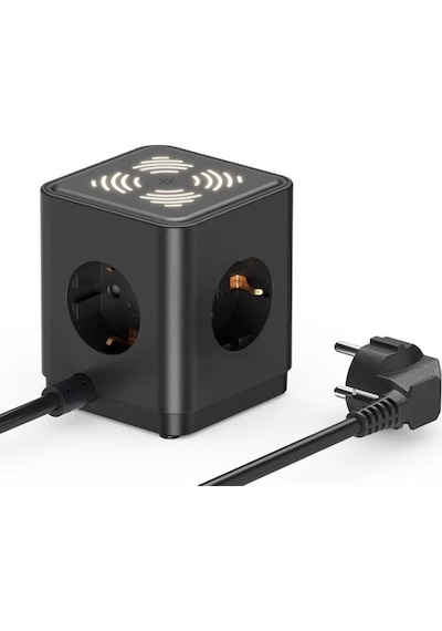 3680w 3 Lü Çoklu Priz 2 Usb 2 Type-c Gece Işıklı Masaüstü Küp Priz Şarj İstasyonu 1 - 3 M