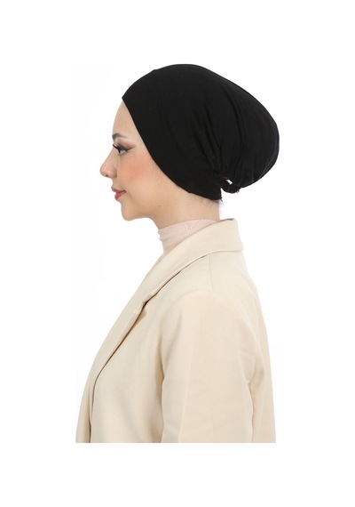 Melodi Scarf Kadın Tesettür Geniş Hacimli Pratik Ense Ve Çene Altından Geçmeli Kaymayan Çeneli Bone Koyu Gri Koyu Gri