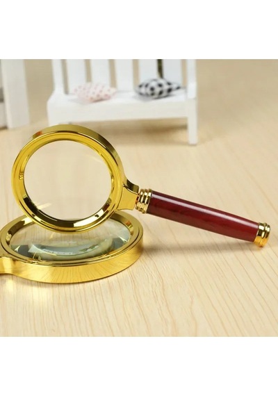 9 Cm Gold Dekoratif El Tipi Büyüteç 10x Büyütme 90mm Cerçeveli Tutma Saplı Okuma Tamir Büyüteçi 17cm