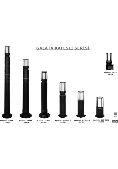 Bahçe Aydınlatması Galata Kafesli 50 Cm Set Üstü Direk Zita Bahçe Lambası 220v E27 Ip54