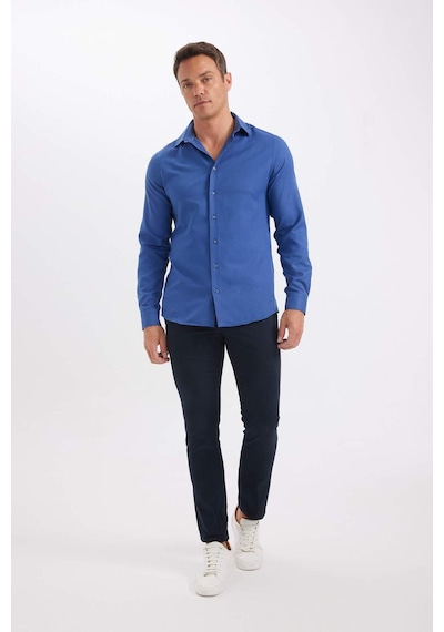 DeFacto Modern Fit Polo Yaka Poplin Uzun Kollu Gömlek R4340AZNSIN239