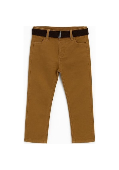 Zekids Erkek Çocuk Yumuşak Dokulu Kemerli Kanvas Pantolon-16326 Camel