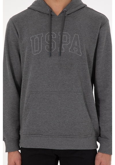 U.S. Polo Assn. Erkek Regular Fit Kapüşonlu Antrasit Melanj Basic Sweatshirt 50295175-VR081
