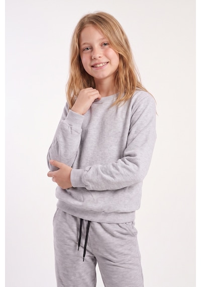 Fyk Kids Kız Çocuk Düz Bisiklet Yaka Çift Cepli Eşofman Takımı Gri