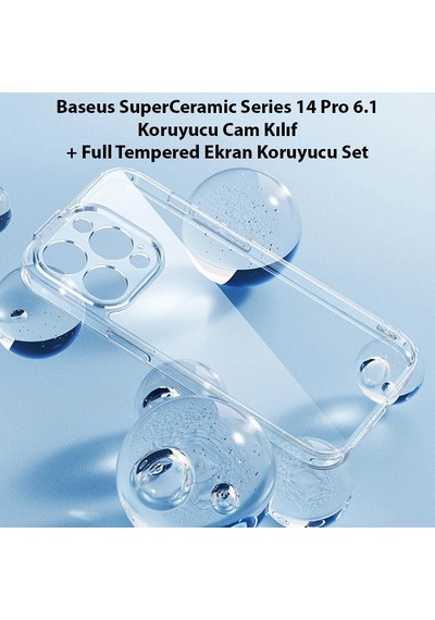 Baseus Superceramic Series İphone 14 Pro 6.1 Koruyucu Cam Kılıf + Full Tempered Ekran Koruyucu Set- 5775