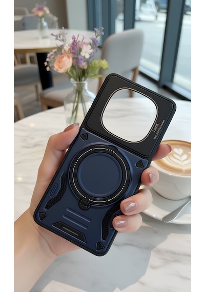 Redmi Note 14 Pro 4g İçin Uyumlu 3d Kamera Lens Korumalı Yüzüklü Stand Olabilen Kılıf