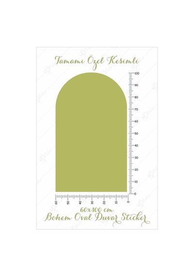 MSticker Bohem Tarzı Oval Yeşil Duvar Dekorasyon Sticker 60x100 Cm